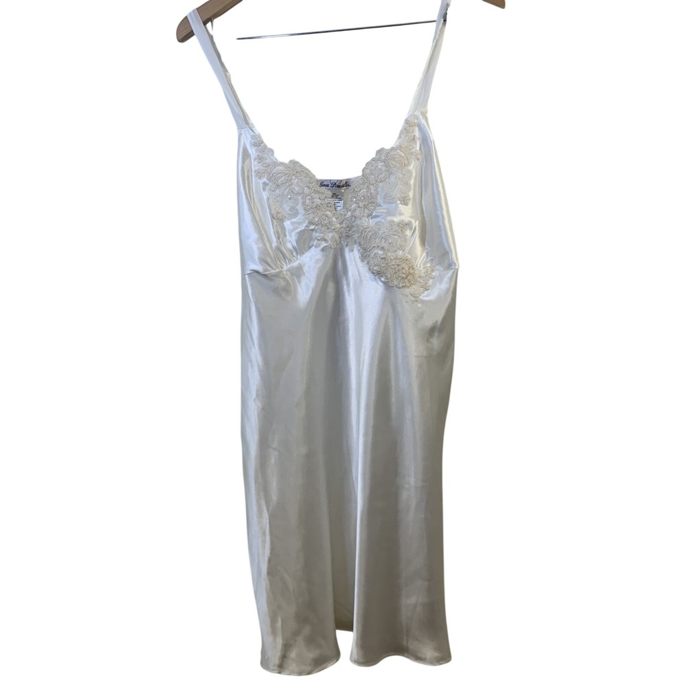 NWT Y2K Babydoll Embroidered Ivory Satin Lace Slip Dress XL Bridal Coquette Mesh